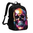 thumbnail image 1 of Kdxio Colorful Skull Print USB Backpack with Charging Port Laptop Bag Large Capacity Travel Work School Bag, 1 of 7