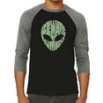 thumbnail image 1 of Men's Raglan Baseball Word Art T-shirt - Beware of Humans, 1 of 2