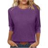 Womens 3/4 Sleeve Top Fall Casual Basic Tees Loose Fit Crewneck Sleep Lounge T-Shirt