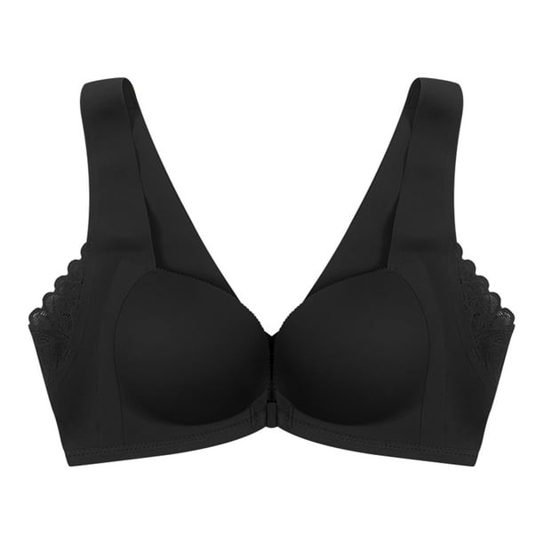 Gibobby Brasier Push Up Mujer Cómodo cierre de hebilla frontal para mujer sin anillo de Anti sin costuras y sujetador Sexy en la espalda(Negro,38)