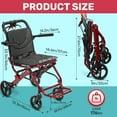 thumbnail image 2 of Baellsa Lightweight Foldable Aluminum Alloy Wheelchair with 15.75" Seat and Shock-absorbing, 175lbs Capacity, 2 of 10