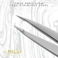 thumbnail image 6 of By MILLY Pointed Tweezers - High Carbon Stainless Steel Needle Nose Tweezers - Fine Point Tweezers Precision Hair Removal - Perfectly Aligned & Hand-Filed Sharp Tweezers - Silver, 6 of 8