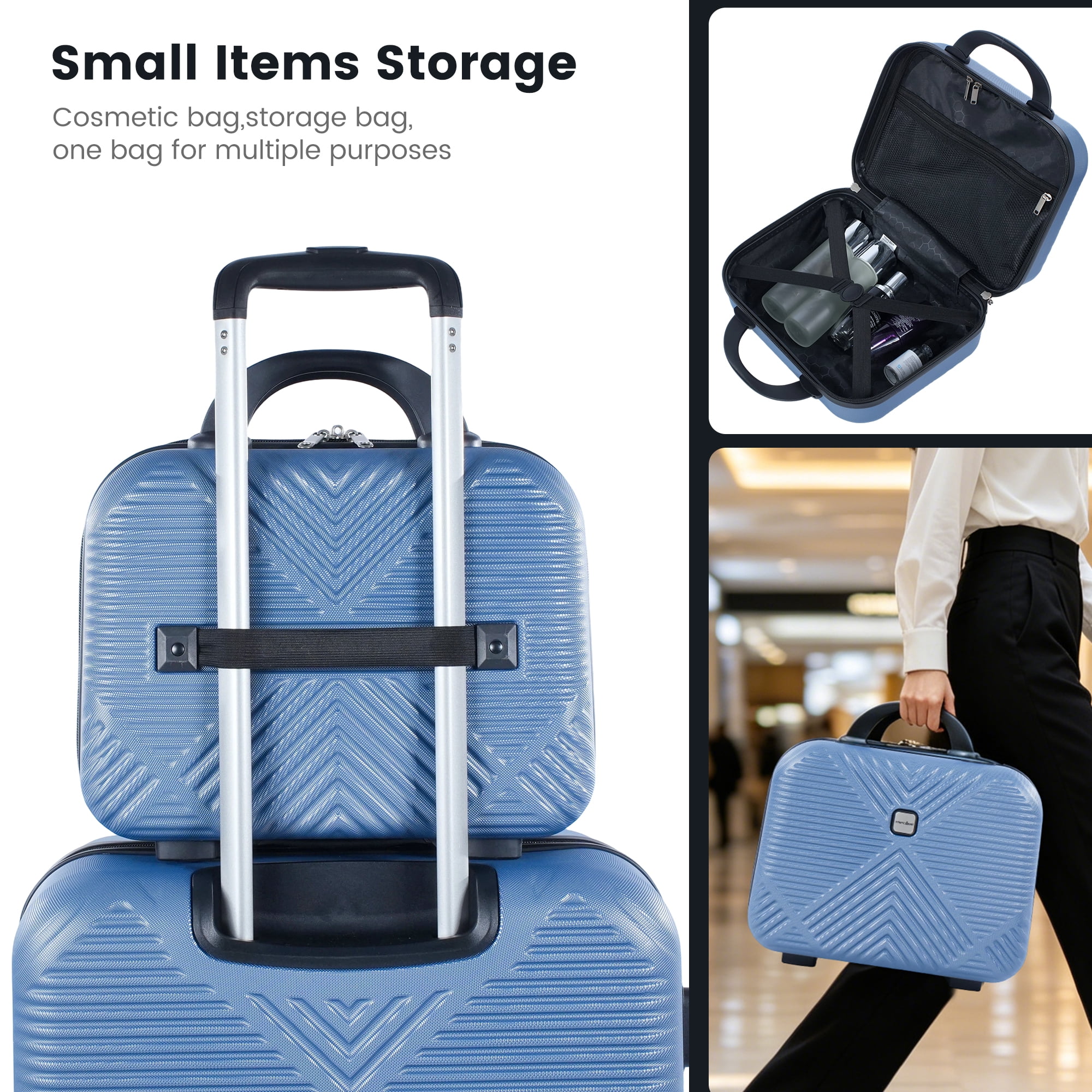 Tripcomp 11 Piece Hardshell Luggage Set, 20/24/28 Inch Carry On Spinner Suitcase with Packing Cubes Toiletry Bag, Lightweight Durable Travel Suitcase Smooth Rolling Wheels,Blue