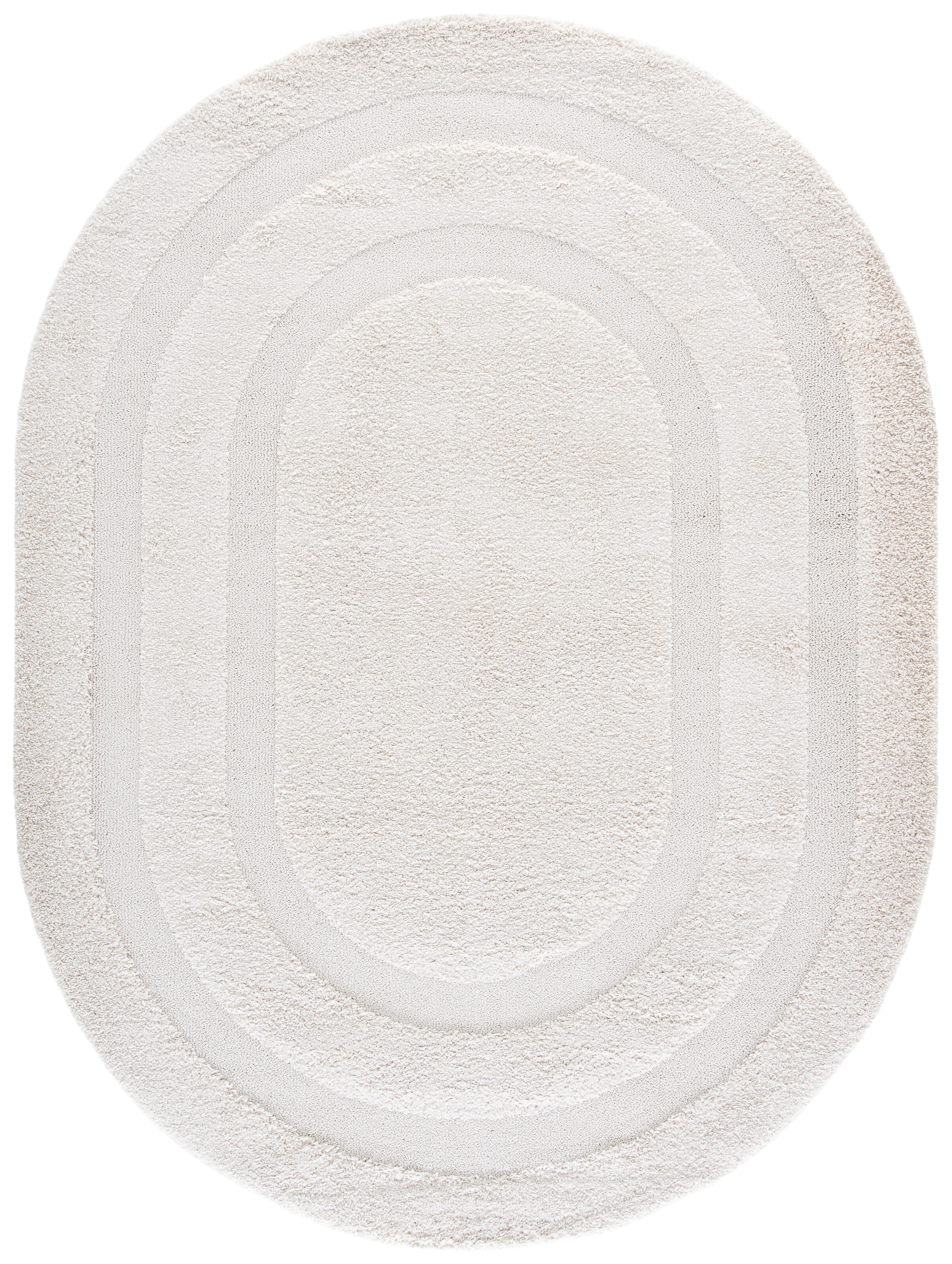 Safavieh Florida Mason Bordered Shag Area Rug, Creme, 6' x 8' Oval