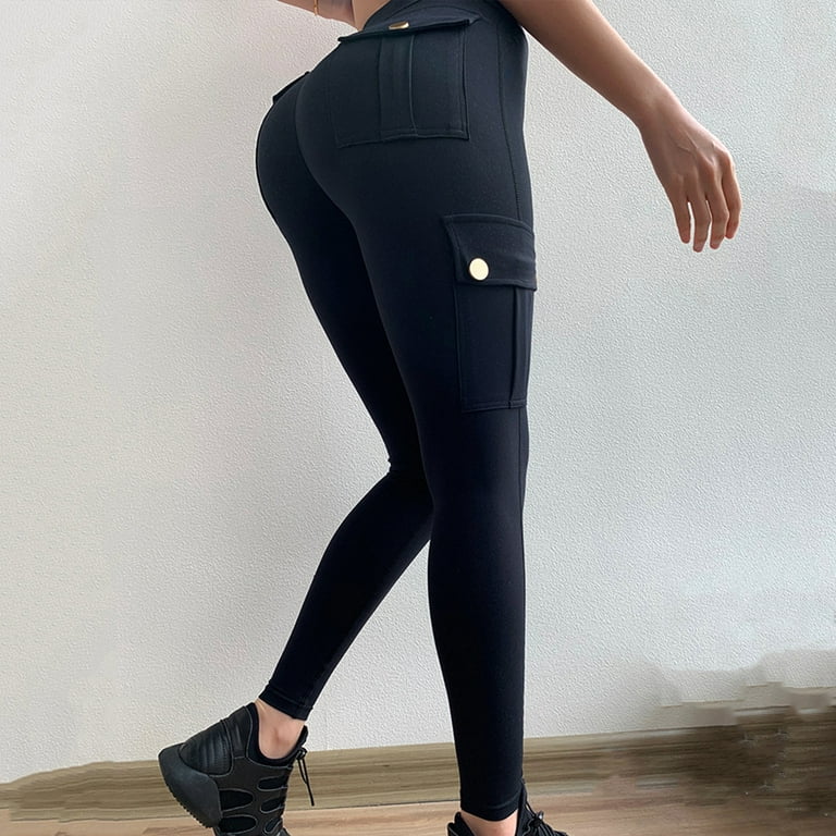 SSAAVKUY WomensPocket Fitness Pants Women Stretchy Tight Sexy Sweatpants  High Waist Quick Dry Running Bodybuilding Hip Lifting Trousers Sports  Workout