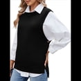 thumbnail image 2 of Suéteres de Punto para Mujer, Cuello Redondo, Lazo, Color Liso, Botones y Abertura Lateral, 2025 Negro S, 2 of 9