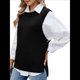 thumbnail image 2 of Suéteres de Punto para Mujer, Cuello Redondo, Lazo, Color Liso, Botones y Abertura Lateral, 2025 Negro M, 2 of 9