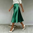 thumbnail image 5 of Squevariel Womens Satin Silk Midi Skirt Casual High Waist Skirts Fashion Soft Solid Color Long Skirt, 5 of 8