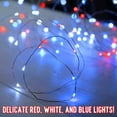thumbnail image 3 of 4th of July Decorations - Red, White, & Blue Fairy String Lights, 33 ft / 10 m - Patriotic LED Indoor/Outdoor Decor for American Independence Day, Summer Pool Parties, BBQs, Bedroom, Garden & Office, 3 of 5