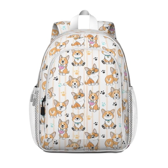 Cartoon Corgi Backpack for School,Cute School Bag,Schoolbag with Adjustable Shoulder Straps & Padded Back,15"x11.42"x5.5"