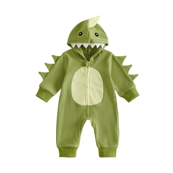 RUINIXCW Nebworn Baby Halloween Dinosaur Costume Infant Baby Girl Boy Halloween Outfit Fall Winter Jumpsuit Waffled Jumpsuit Long Sleeve Hood Romper