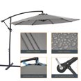 thumbnail image 4 of ACEGOSES 10ft Outdoor Offset Patio Hanging Umbrella with Steel Ribs for Deck, Balcony and Garden,Gray, 4 of 8
