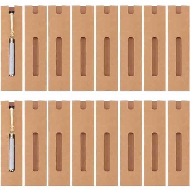 50 cajas de regalo Kraft para bolígrafos, caja de madera de roble con ventana para bolígrafos