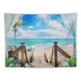 thumbnail image 5 of Creowell  Beach Decor Tapestry, Ocean Sea Tropical Island Palm Tree Scenic View From Balcony Summer Tropical Scenery Wall Hanging Nature Tapestry For Bedroom Living Room Dorm 40x30inch, 5 of 6