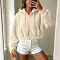 thumbnail image 6 of ZunFeo Womens Cropped Oversized Sherpa Jacket Zip Up Hooded Fuzzy Fleece Coat, Beige,Size 2XL, 6 of 7