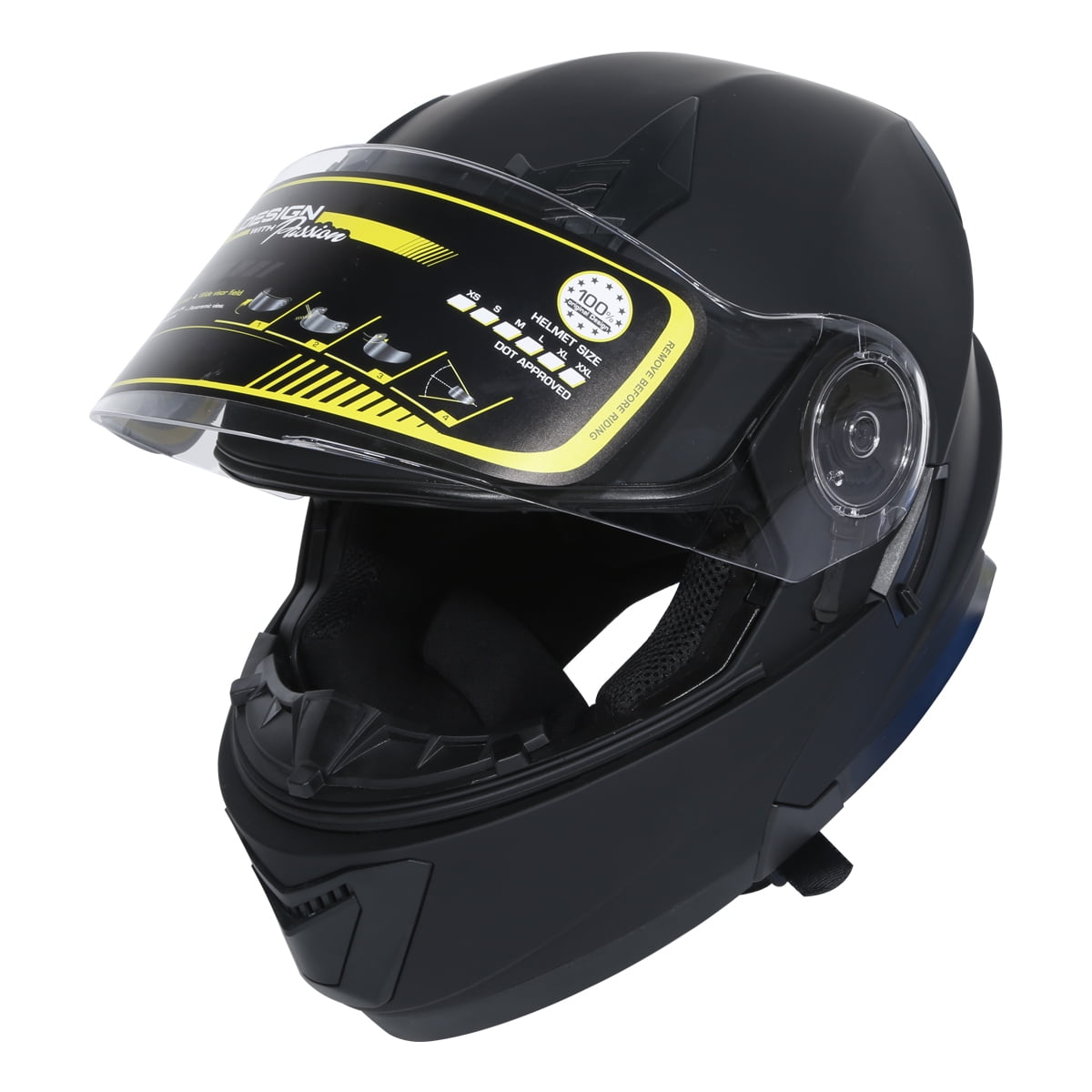 TCT-MT Helmets Dot Safety Matte Black Dual Visor Full Face Helmet Motorbike Off-road Adult Helmet Large 