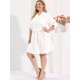 thumbnail image 3 of Vestido de mujer de talgrande con mangas enrollables por encide rodilla, informal, con cinturón, vestido camisero de mezclilblanco 3XL, 3 of 6