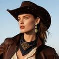 thumbnail image 2 of Country Concert Outfits for Women Western Earrings CowBoy CowGirl Drop Dangle Earring Vintage Oval Earring Turquoise Jewelry Western Accessories, 2 of 19