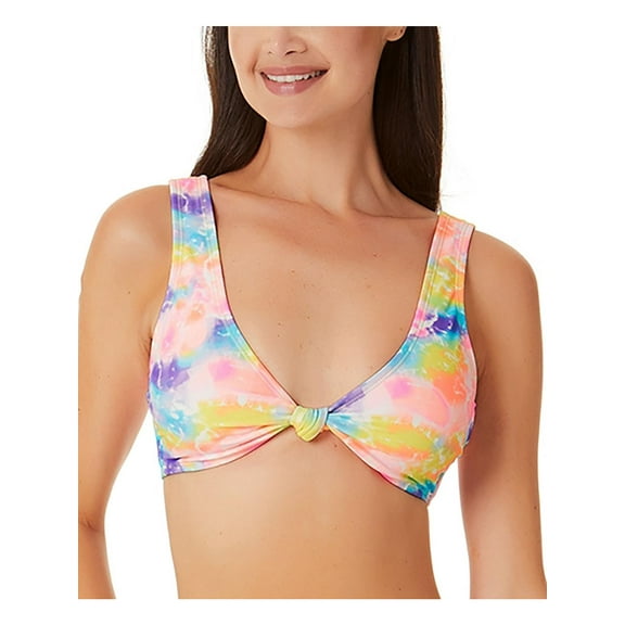 California Waves Womens Juniors Tie-Dye Knot Bikini Swim top