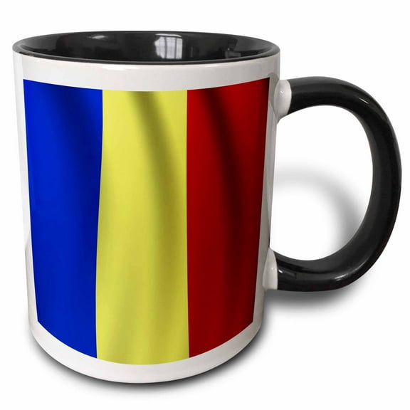 3drose, Romania Flag, 11oz Two-tone Black Mug