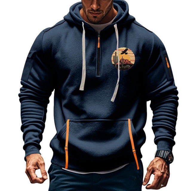 Sudadera con capucha para hombre, sudadera con capucha de manga larga estampada, sudadera con capucha de bolsillo, ropa de trabajo, sudadera con capucha para hombre, blusa de poliéster
