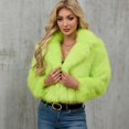 thumbnail image 7 of Women's Faux Fur Cropped Jacket Long Sleeve Open Front Lapel Winter Jacket Shaggy Warm Short Outerwear Fall Clothes, 7 of 7