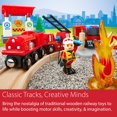 thumbnail image 4 of BRIO World Rescue Firefighter Set - 18-Piece FSC-Certified Wood Train Set & Accessories - Fire Train Engine with Lights and Sound, Wooden Tracks & More - Works with A, 4 of 8