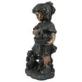 thumbnail image 3 of LuxenHome Bronze MgO Girl Holding Basket of Kittens with Puppy Garden Statue, 3 of 9