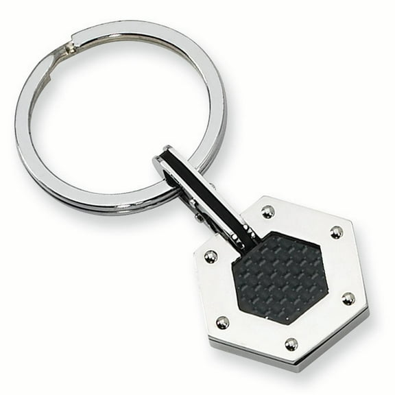 Stainless Steel Black Carbon Fiber Hexagon Key Ring