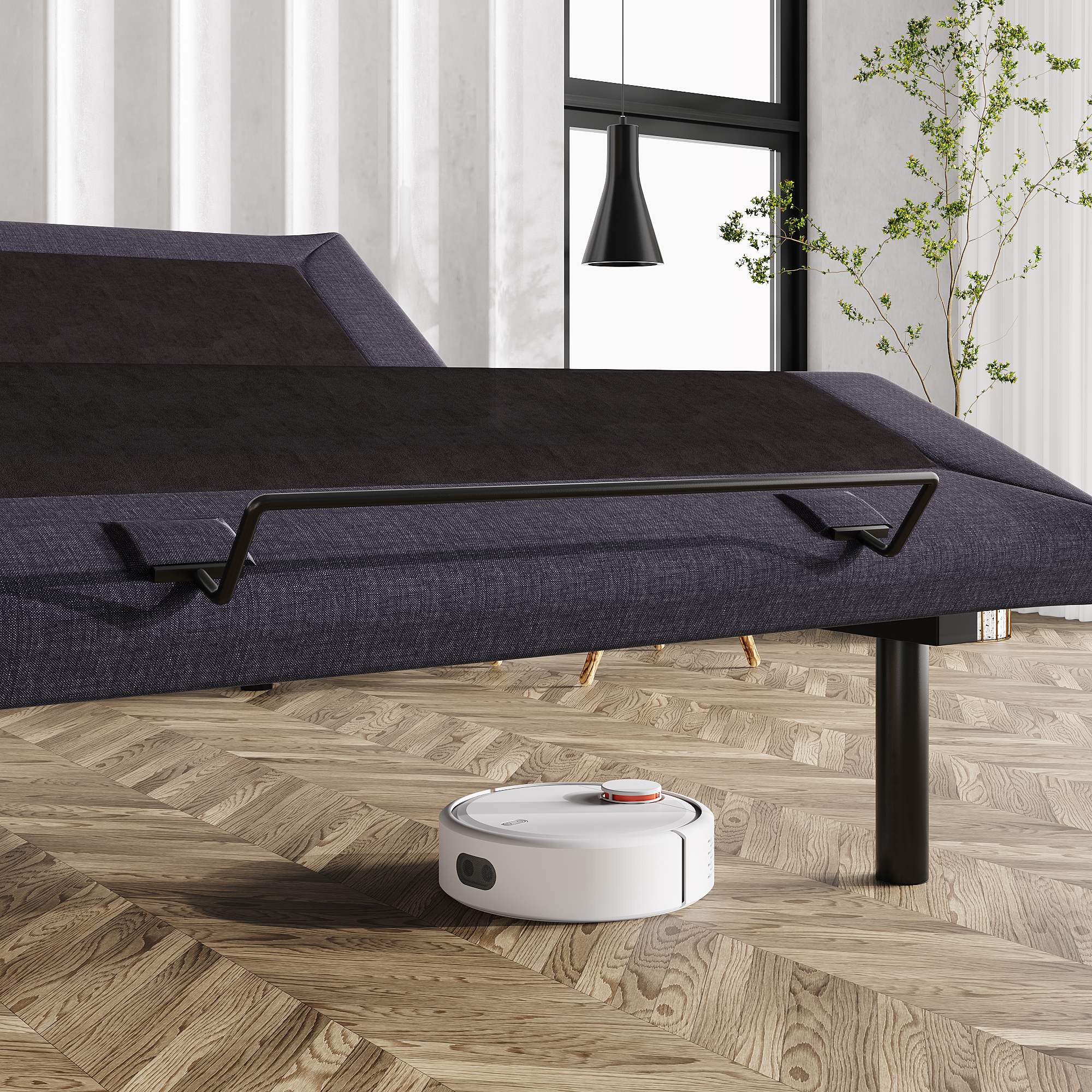Sha Cerlin Upholstered Queen Size Ergonomic Electric Adjustable Bed Base Frame with Upgraded Motor 2.0, Wireless Remote Control, Independent Head & Foot Incline