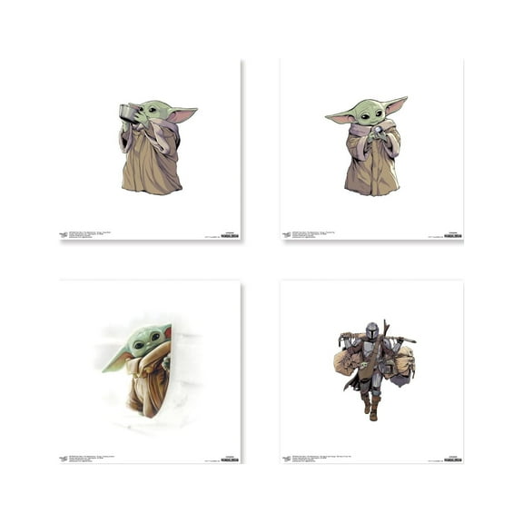 Gallery Pops Star Wars: The Mandalorian - Grogu Wall Art Bundle (4-Pack), Unframed Version, 12" x 12"
