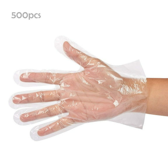 Zeyigg 500pcs Disposable Clear Plastic Gloves, Food Safe Latex Free Gloves for Kitchen Cleaning Catering Painting Hygiene, Comfortable & Ample Size,