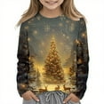 thumbnail image 2 of Boys Girls Christmas Top Kids' Christmas Tree Printed T-shirt Long Sleeve Crew Neck Pullover Festive Holiday Shirt, 2 of 7