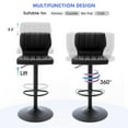 thumbnail image 4 of Set of 2 Adjustable Bar Stools with Back, Modern Armless PU Leather Counter Height Barstools, 360° Swivel Chairs with Thick Cushions for Kitchen Dining Pub Cafe (Black), 4 of 11