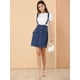 thumbnail image 3 of Vestido de Tirantes Allegra K Falda De Mezclilla Cintura Alta Botones Frontales Casual Para Mujer Azul XS, 3 of 6