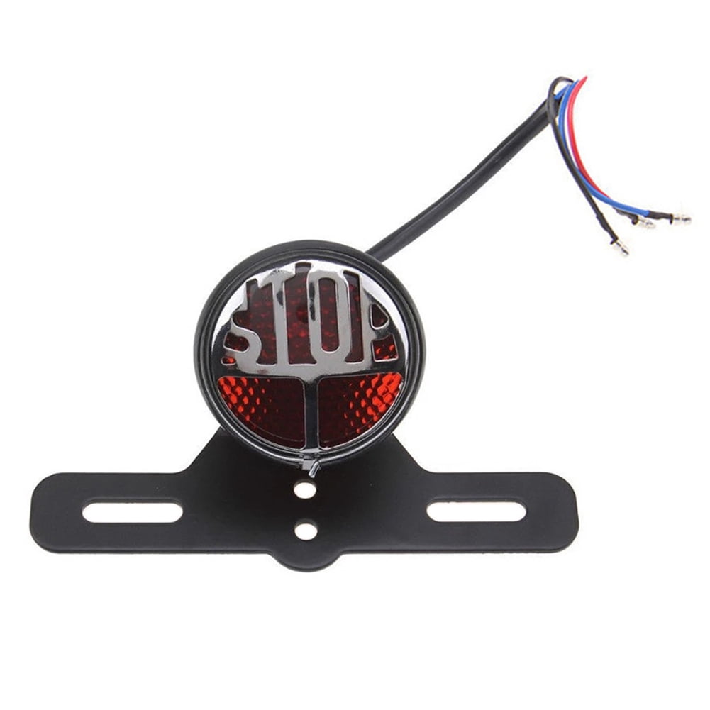 NS Motorcycle LED License Plate Rear Brake Tail Light Round Stop Vintage Lamp Indicator for Harley Bobber Chopper Bikes