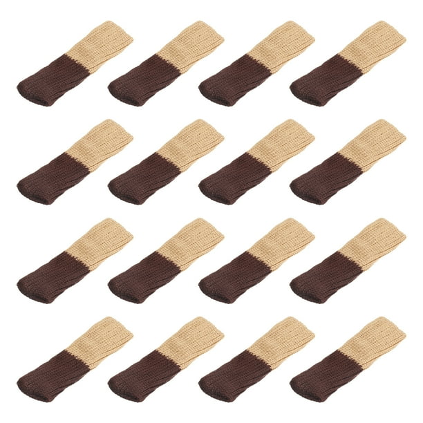 Protectores de patas de silla Uxcell, paquete de 24 calcetines de muebles tejidos para pisos de madera beige, marrón oscuro