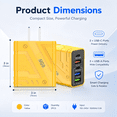 thumbnail image 2 of QINIUXO USB C Charger Block, 2 Pcs USB C Adapter, 5-Port Wall Charger, Fast Charging Block, Type C Brick Chargers for Various Types of Mobile Phones, Yellow, 2 of 6