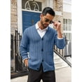 thumbnail image 6 of COOFANDY Men's Cardigan Sweater Cable Knit V Neck Button up Sweaters Ribbed Cardigan Sweater with Pockets, 6 of 9