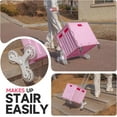 thumbnail image 2 of Foldable Cart with Stair Climbing Wheels, Collapsible Rolling Crate with Telescoping Handle, Handcart for Grocery Book File Tool Art Supplies,65L(Pink), 2 of 4