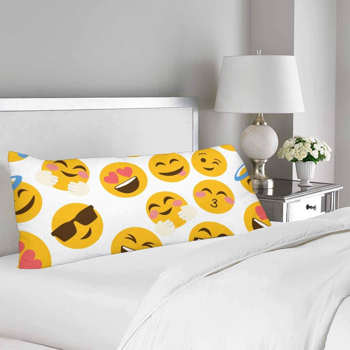 GCKG Funny Smiley Emoji Body Pillow Covers Pillowcase 20x60 inches
