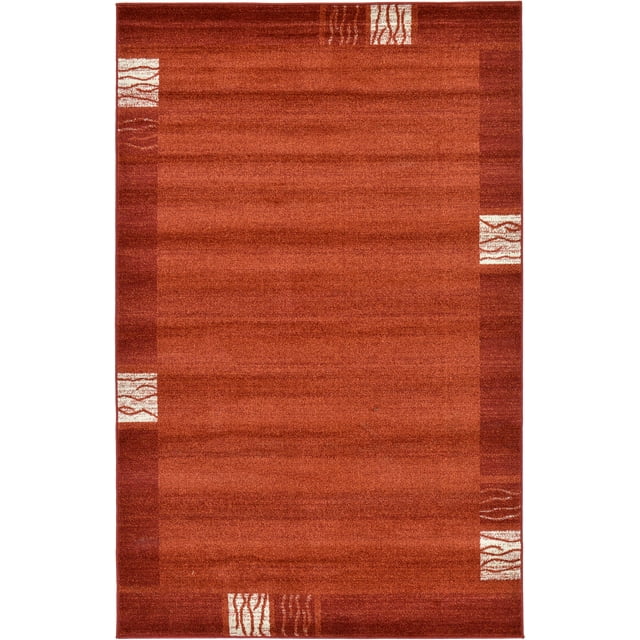 Unique Loom Del Mar Collection Contemporary Transitional Area Rug, 5' x 8', Rust Red/Terracotta