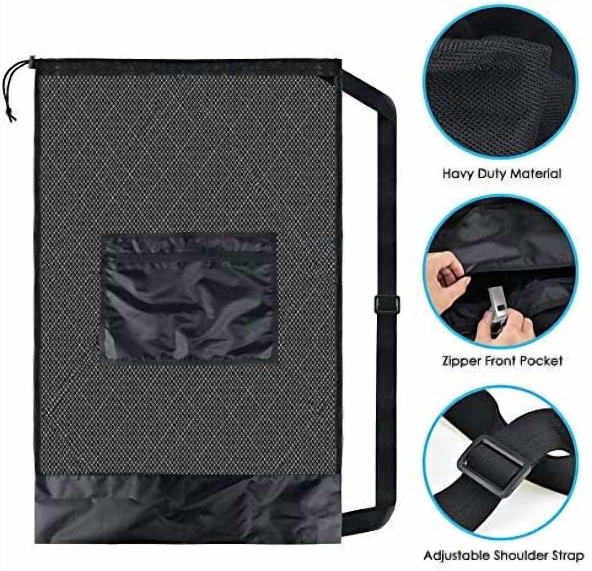 RibRave Extra Large Mesh Ball Bag, Drawstring Socce Bag for Coach, Use for Basketball, Volleyball, Baseball, Mesh Equipmenbag with Adjustable and Portable Strap