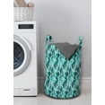 thumbnail image 3 of Geometric Laundry Bag, Contemporary Abstract Design Triangles Forming Diamonds Aztec Folk, Basket with Handles Drawstring Closure for Laundromats, 13" x 19", Teal Turquoise Slate Blue, by Ambesonne, 3 of 4