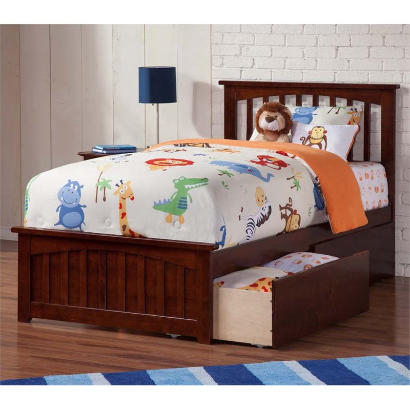 Rosebery Kids Twin Xl Storage Platform Bed In Walnut Walmart Com