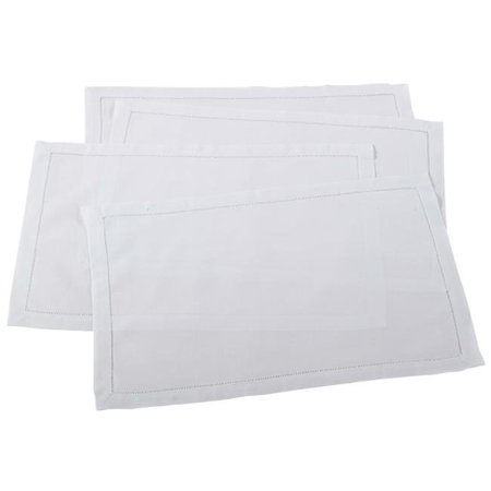 

14 x 20 in. Rectangle Hemstitched Linen Blend Placemat - White Set of 4