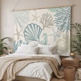 thumbnail image 3 of Coastal Ocean Tapestry for Bedroom Wall Hanging Tapestry, Vintage Coral Starfish Shell Seahorse Ceiling Backdrop Tapestries Poster Blanket Wall Decor for Teens Room Living Room Dorm 51" x 59", 3 of 8