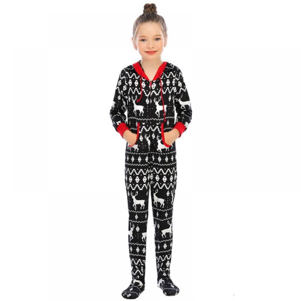 GYRATEDREAM Christmas Family Matching Pajamas Hooded Zipper Onesies Long Sleeve Couple One Piece Sleepwear with Pockets