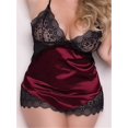 thumbnail image 2 of Adjustable Large Size Lace V-Neck Stitching Color Hollow Sexy Nightdress, 2 of 2