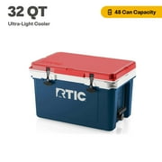 RTIC Ultra-Light 32 Quart Hard Cooler Insulated Portable Ice Chest Box for Drink, Beverage, Beach, Camping, Picnic, Fishing, Boat, Barbecue, 30% Lighter Than Rotomolded Coolers, Patriot